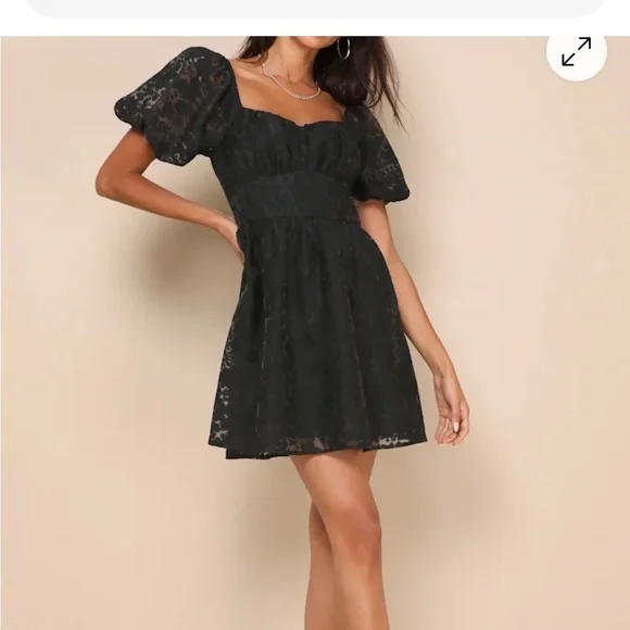 Lulu's Black Puff Sleeve Dress - Picture 6 of 10